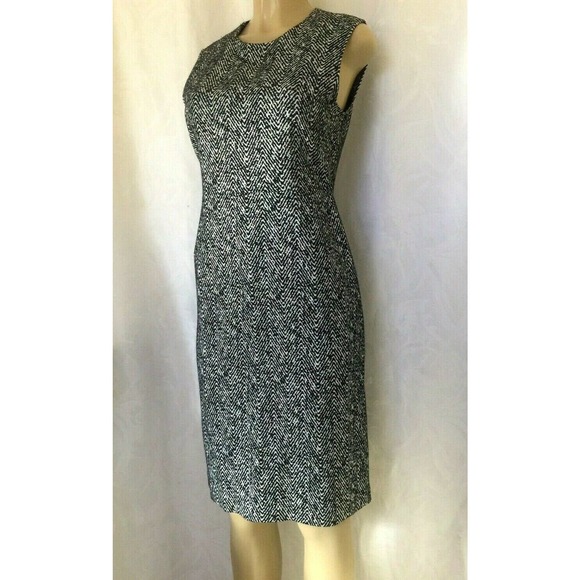 Jarbo Dress Chevron Navy White Sheath Sleeveless - Picture 4 of 7